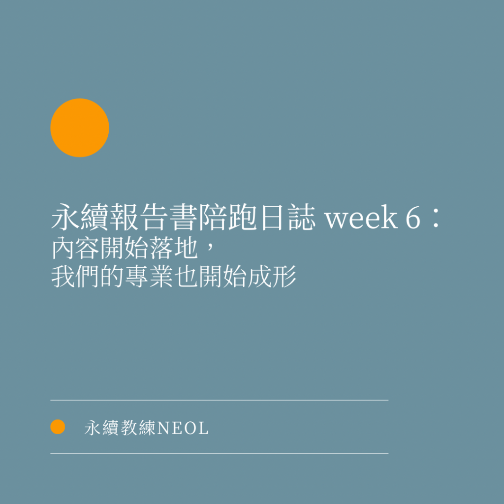 永續報告書陪跑日誌 Week 6:內容開始落地,我們的專業也開始成形